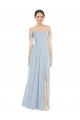 Long Soft Chiffon Flounce Sleeves Sea Glass Maxi Evening Dress