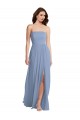 Long Soft Chiffon Sleeveless Dusty Blue Maxi Evening Dress