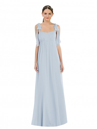 Wholesale Long Soft Chiffon Sleeveless Low Back Sea Glass Maxi Evening Dress Canada