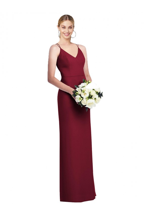 Long Chiffon Sleeveless Burgundy Maxi Evening Dress
