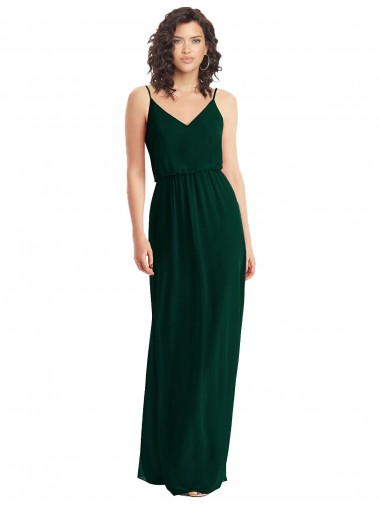 Wholesale Long Soft Chiffon Sleeveless Low Back Ever Green Maxi Evening Dress Canada