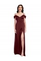 Long Stretch Satin Sleeveless Burgundy Gold Evening Dress