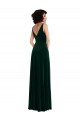 Long Stretch Velvet Sleeveless V-Back Dark Green Maxi Evening Dress