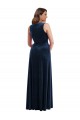 Long Stretch Velvet Sleeveless Dark Navy Maxi Evening Dress