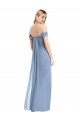 Long Soft Chiffon Sleeveless Low Back Dusty Blue Maxi Evening Dress