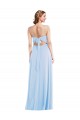 Long Soft Chiffon Sleeveless Light Sky Blue Maxi Evening Dresses