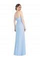 Long Soft Chiffon Sleeveless Low Back Light Sky Blue Strapless Evening Dress