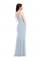 Long Stretch Crepe Sleeveless Low Back Light Sky Blue Semi Formal Evening Dresses
