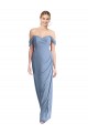 Long Soft Chiffon Sleeveless Low Back Dusty Blue Maxi Evening Dress