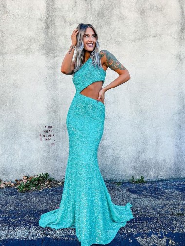 Wholesale Sweep Train Velvet Sequin Sleeveless Semi Formal Evening Dress Canada