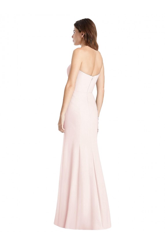 Long Stretch Crepe Sleeveless Low Back Pink Sweetheart Semi Formal Evening Dress