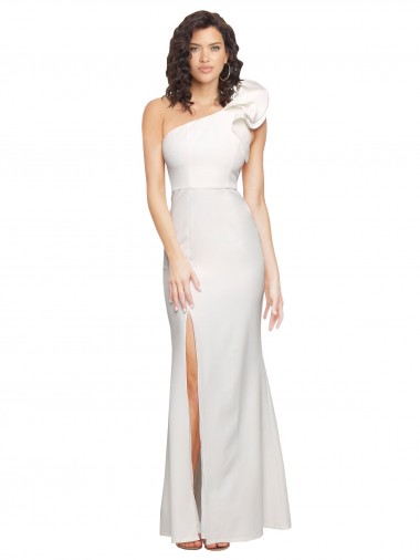 Wholesale Long Stretch Crepe Sleeveless Ivory Evening Dress Canada