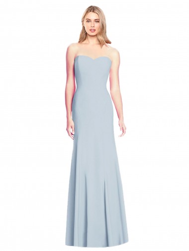Wholesale Long Stretch Crepe Sleeveless Low Back Light Sky Blue Evening Gown Canada